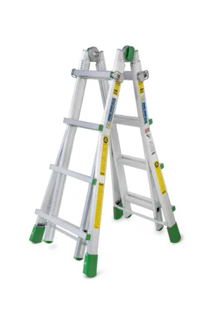 סולם אלומיניום טלסקופי 4x5 עד 5.12 מטרים תוצרת איטליה 15 ק"ג