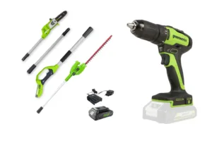 דיל קומבי גובה 24v POWERALL - מגזמת גובה+מסור גבהים+סוללה 2Ah+מטען מיקרו 99787 + מברגה מתנה